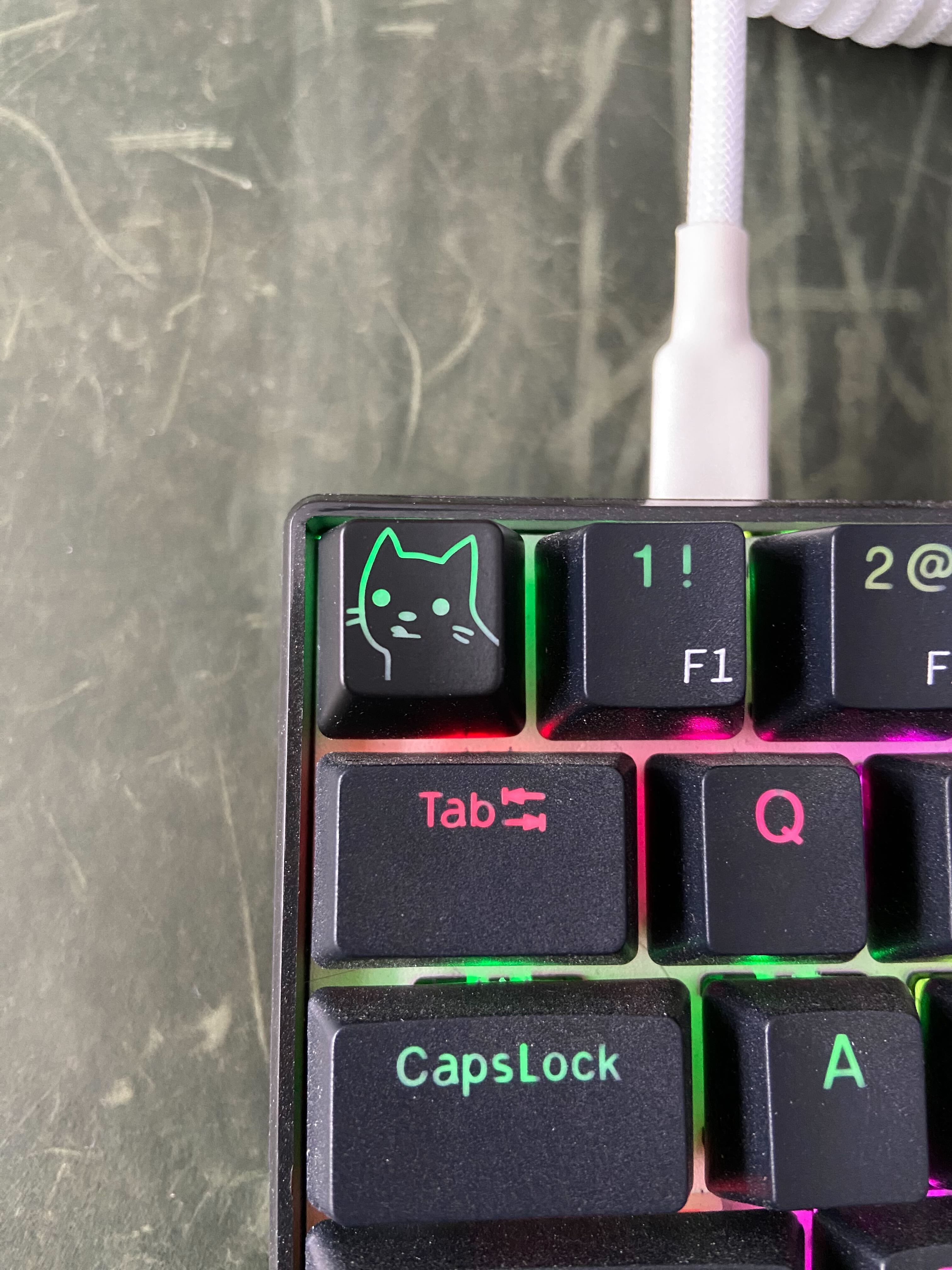 Slats keycap on light-up mechanical keyboard