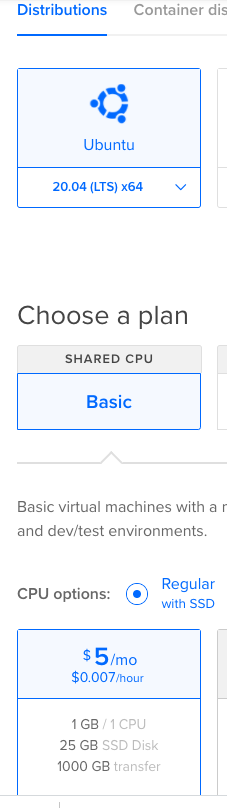 Choose the server configuration