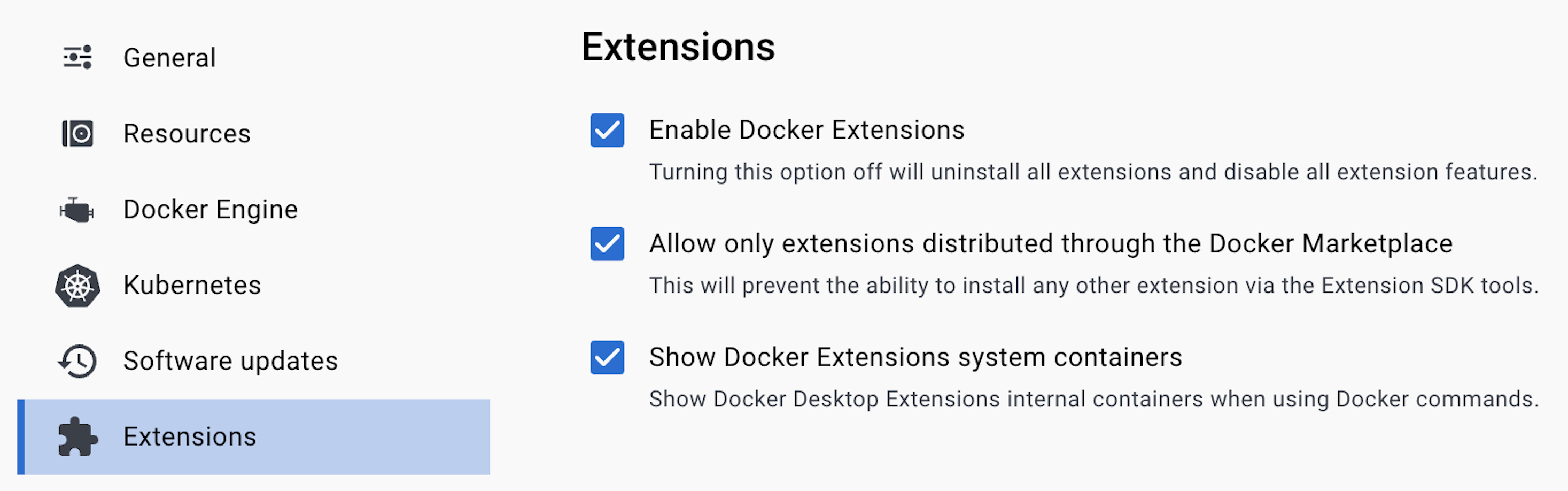 enable extensions