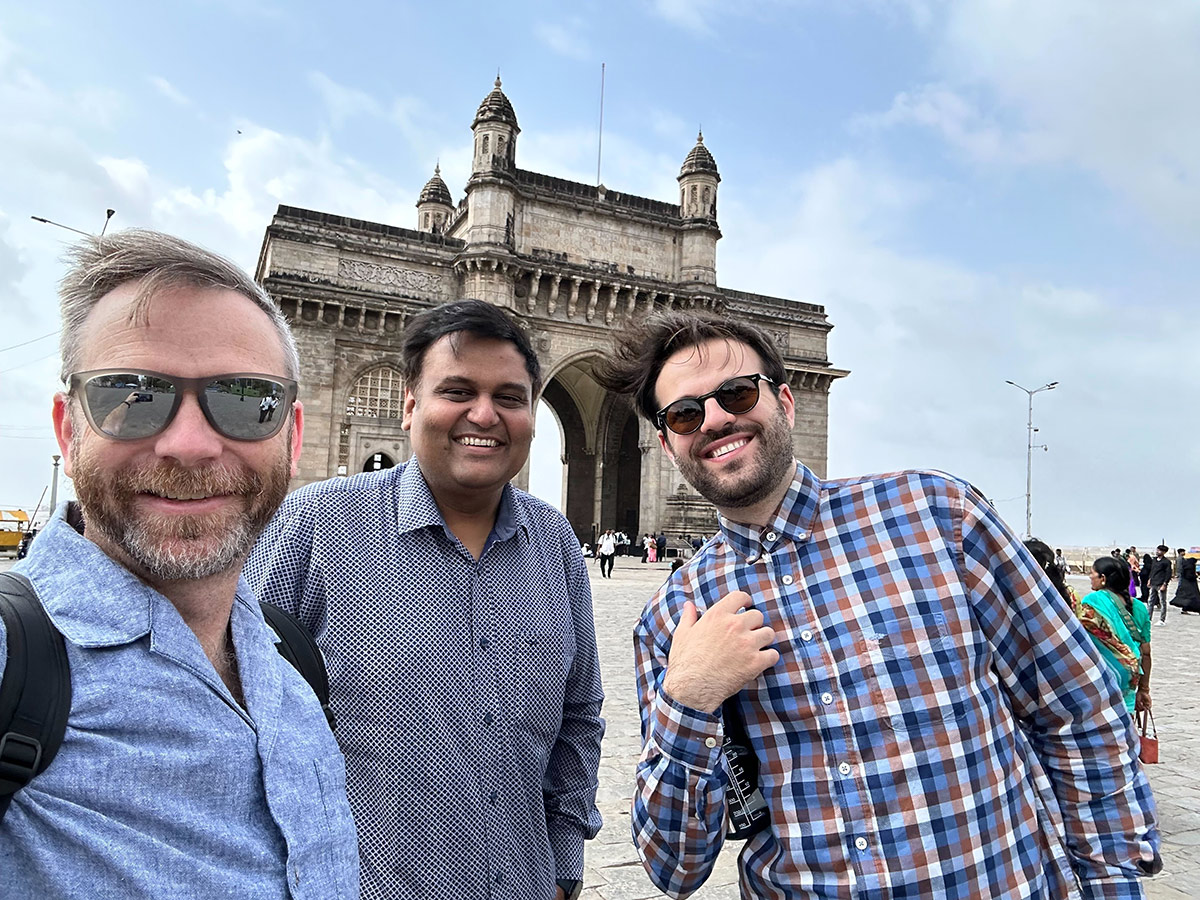 Matt, Rajat, and Radu at the Gateway to India