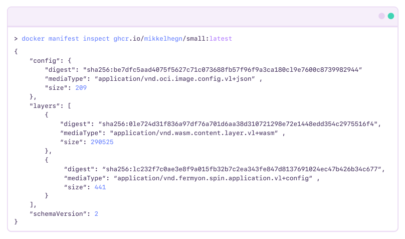 OCI Manifest of a WebAssembly image