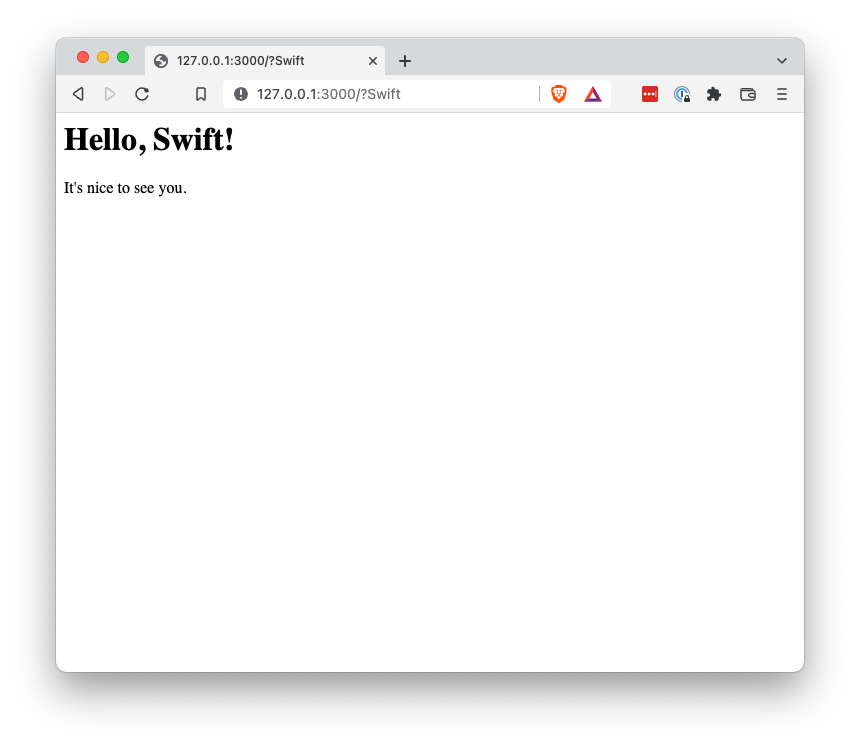 Browser says “Hello, Swift!”